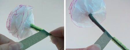 Hướng dẫn làm hoa hồng đơn giản đẹp từ giấy tissue 13