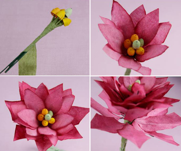 Hướng dẫn cách làm hoa giấy đơn giản trang trí nhà 5