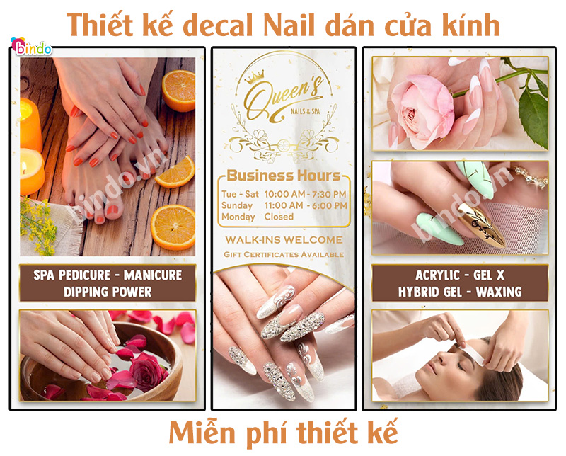 Decal dán kính tiệm nail 3
