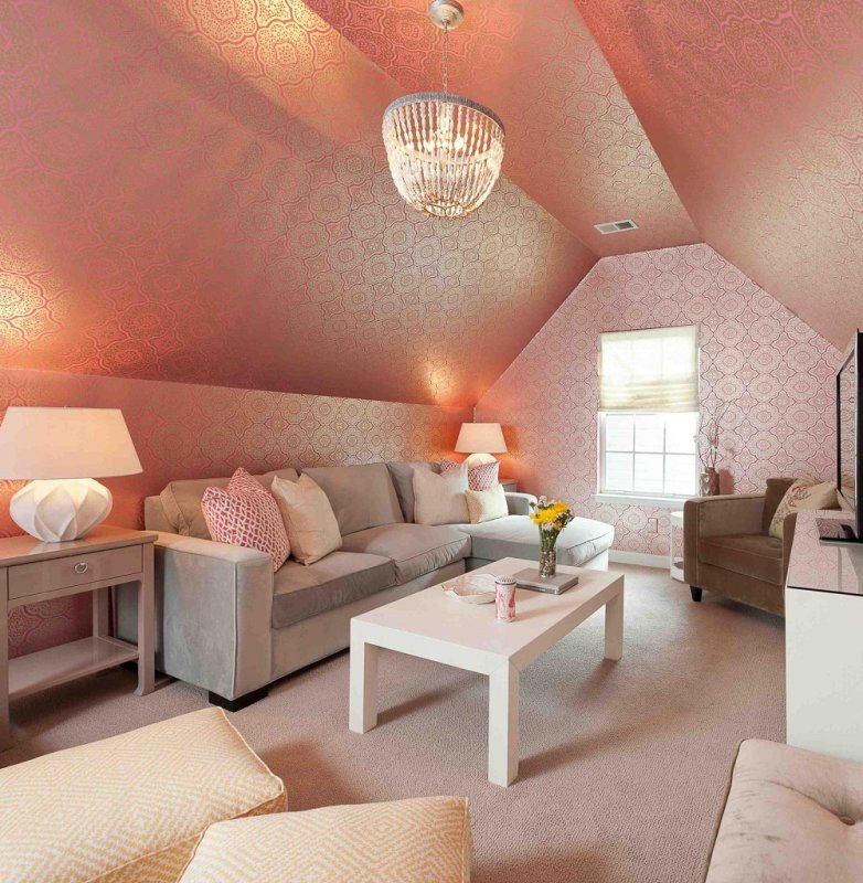 Trang trí phòng khách theo gam màu hồng dễ thương 9