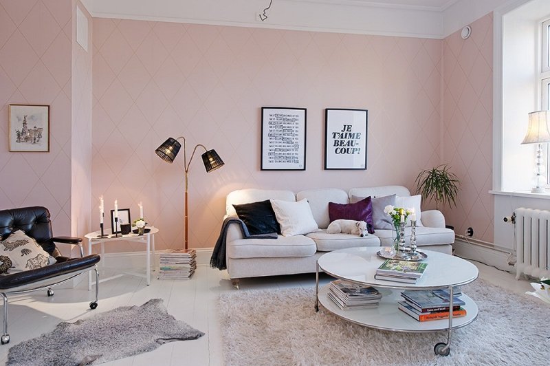 Trang trí phòng khách theo gam màu hồng dễ thương 6