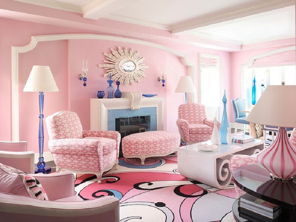 Trang trí phòng khách theo gam màu hồng dễ thương 4