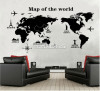 Decal dán tường bản đồ thế giới, có sẵn keo dán 2 mặt, dán quán cafe, ở TPHCM sau dán 1,2 x 0,6 (m) (dài x rộng) - 1
