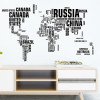 Decal dán tường Bản đồ thế giới tên quốc gia, trang trí quán cafe, giá rẻ ở TPHCM - 