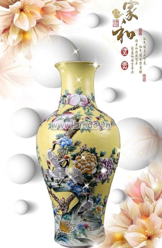 Tranh Bình hoa cổ nghệ thuật -