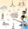 Decal kỳ quan thế giới 1 kiểu hàn quốc, trang trí quán café -