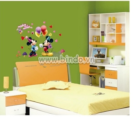 Chuột mickey cầm bóng size nhỏ decal dán tường, sau dán 0,75 x 0,5 (m)(dài x rộng ), dán lớp học mầm non, dán theo sở thích tại TPHCM - 2