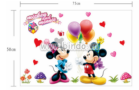 Chuột mickey cầm bóng size nhỏ decal dán tường, sau dán 0,75 x 0,5 (m)(dài x rộng ), dán lớp học mầm non, dán theo sở thích tại TPHCM - 4