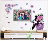 Decal cô gái và hoa hồng tím dán tường quán phòng khách - 2