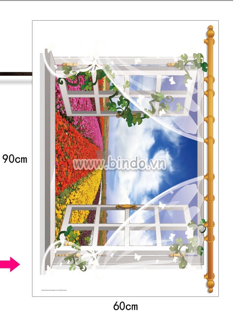 Cửa sổ rừng hoa decal dán tường, trang trí phòng ngủ, dán theo sở thích, mới nhất tại TPHCM - 4