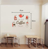 Decal dán tường chữ coffee và các vật dụng màu đỏ, dán quán cafe, đẹp TPHCM - 1