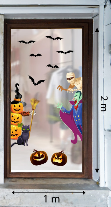 Decal Halloween - xác ướp và quả bí ma -