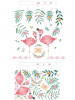 Decal đôi chim hồng hạc và lá nhiệt đới dán tường kính đẹp - 4