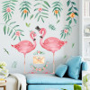 Decal đôi chim hồng hạc và lá nhiệt đới dán tường kính đẹp - 3