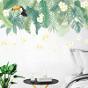Decal dán tường lá chuối nhiệt đới xanh và hoa có sẵn keo - 3