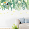 Decal dán tường lá chuối nhiệt đới xanh và hoa có sẵn keo - 1