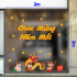 Decal tết dán cửa kính 2 mét, 3 bạn ngựa múa rồng - 