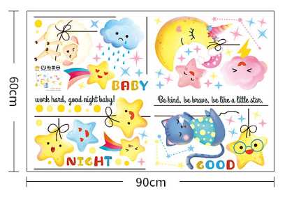 Decal dán tường decal trăng sao vui đùa, phong cách hàn quốc, dán phòng bé gái, độc đáo tại TPHCM - 4