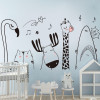 Decal vườn thú hoạt hình, có sẵn keo dán 2 mặt, dán tủ trà sữa, độc đáo TPHCM -