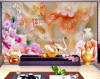 Tranh đôi thiên nga và hoa cúc 3D giả ngọc dán tường phòng khách đẹp - 2