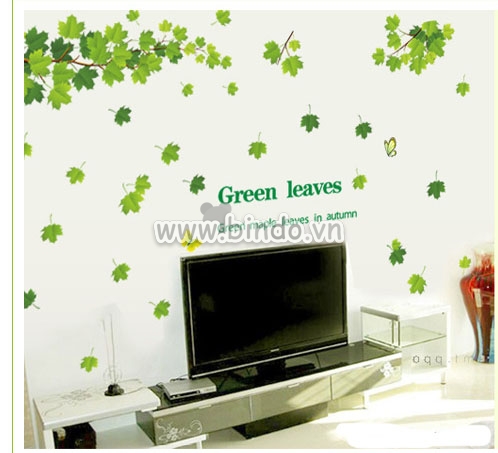 Decal giàn cây lá xanh, dán theo sở thích, dán tường sau tivi, ở TPHCM 1,7 x 1,1 (m) (dài x rộng) - 