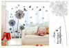 Decal hoa bồ công anh đen 3 bông to và đàn bướm bay -