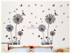 Decal hoa bồ công anh đen 3 bông to và đàn bướm bay - 3