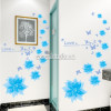 Decal họa tiết hoa xanh dương, chi tiết rời, dán tường kính đẹp - 1