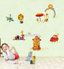 Decal hươu lái xe và phương tiện giao thông dán tường cho bé -