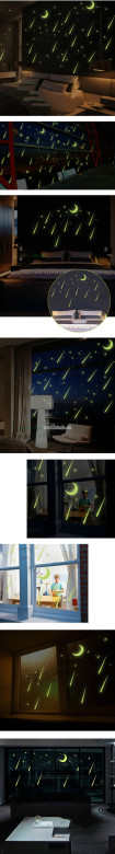 Decal mưa sao dạ quang dán trần, tường đẹp phát sáng trong tối -