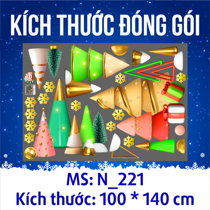 Decal Noel-Tuyết vàng và cây thông  3 - 1