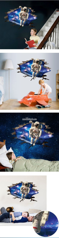 Decal phi hành gia 3d hành tinh vũ trụ, dán theo sở thích, dán phòng bé, giá rẻ - 1