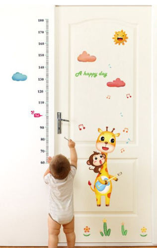 Decal dán thước đo chiều cao hươu khỉ, chi tiết rời, dán phòng bé, tại TPHCM - 3