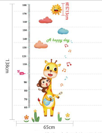Decal dán thước đo chiều cao hươu khỉ, chi tiết rời, dán phòng bé, tại TPHCM - 6