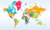 Tranh bản đồ thế giới dán tường nhiều màu đơn có tên nước - 1