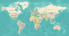 Tranh bản đồ thế giới nhiều màu có tên quốc gia tỉnh thành và đảo - 2