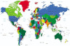 Tranh bản đồ thế giới dán tường có tên nước và đảo dán công ty - 1