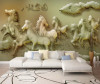 Tranh dán tường 3D ngựa mã đáo thành công giả ngọc màu trắng dán tường phòng khách, phòng sếp đẹp - 