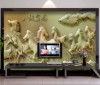 Tranh dán tường 3D ngựa mã đáo thành công giả ngọc màu trắng dán tường phòng khách, phòng sếp đẹp - 2