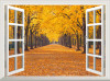 Tranh cửa sổ công viên mùa thu - 