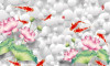 Tranh dán tường 3d hoa sen hồng và đàn cá chép bơi - 1