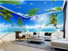Tranh cảnh biển đàn chim tung cánh bay  -