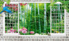 Tranh dán tường cửa sổ rừng trúc xanh - 1