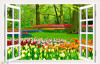 Tranh cửa sổ vườn hoa tulip sắc màu - 1