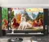 Tranh dán tường mã đáo thành công đàn ngựa sắc màu và đồi núi  - 