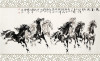 Tranh mã đáo thành công đàn ngựa trắng đen - 1