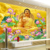 Tranh dán tường phật giáo Phật A Di Đà và sen hồng thơm ngát - 