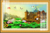 Tranh dán tường  phong cảnh châu âu lâu đài và hoa sen - 1