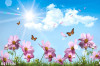 Tranh dán tường  phong cảnh hoa và bướm bay - 1