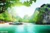 Tranh phong cảnh thuyền đậu trên sông - 1